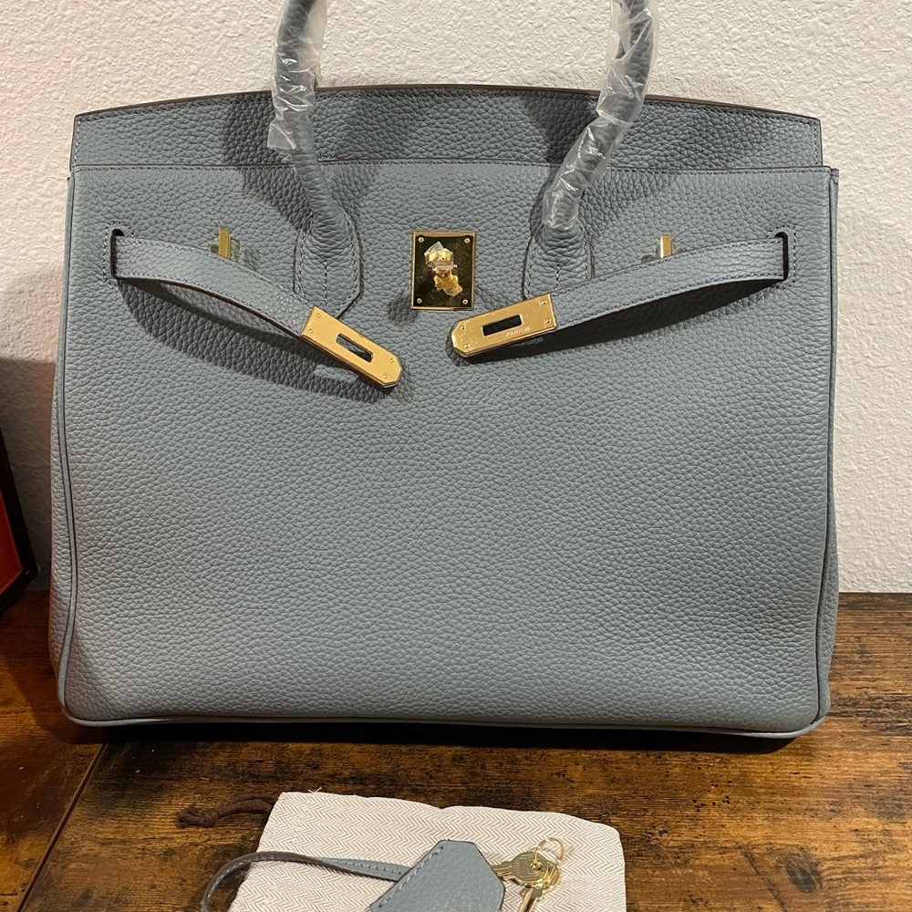 Genuine Leather Bag - Sky Blue
